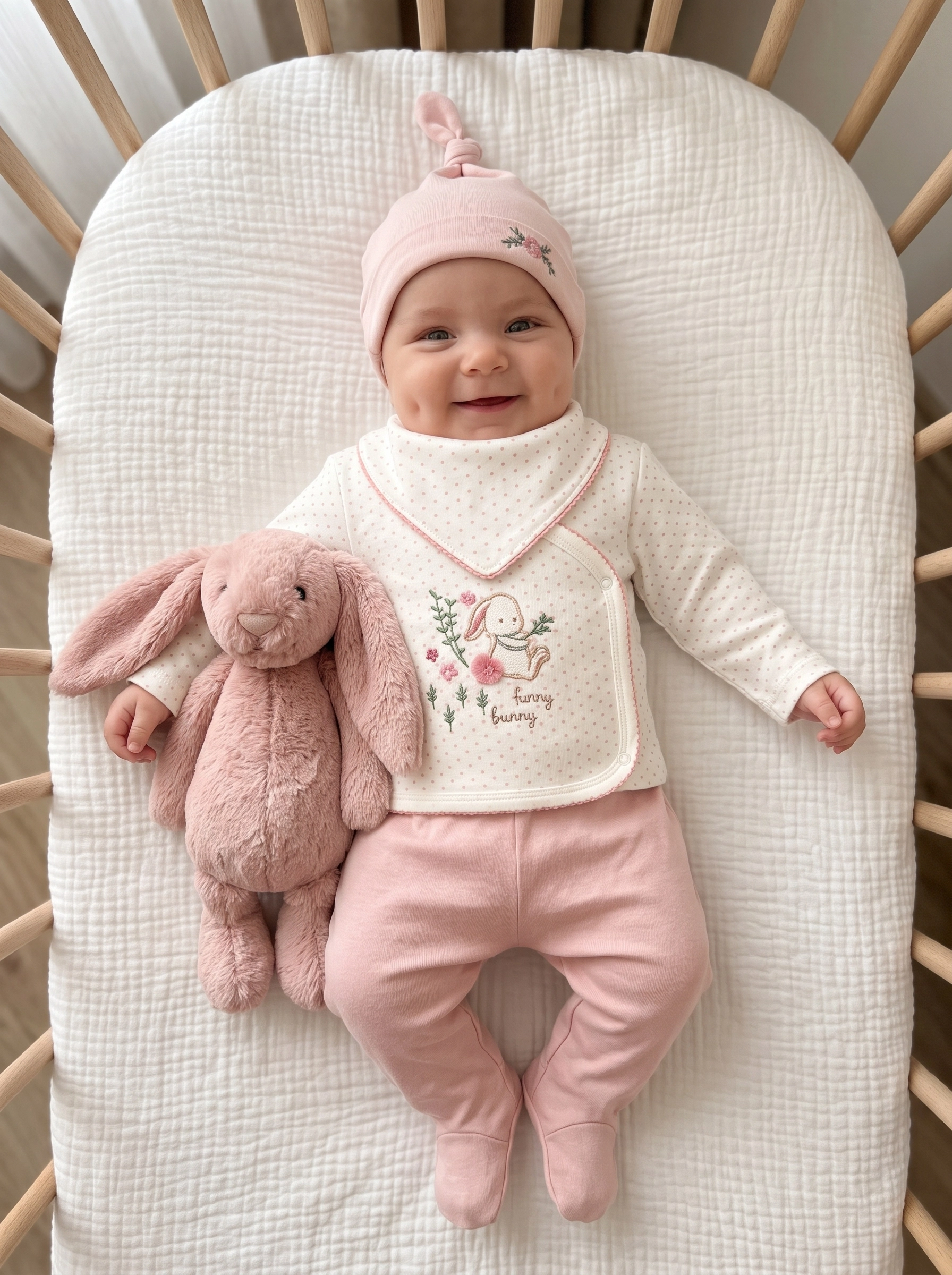 Premium %100 Pamuk Tavşan Nakışlı 5 li Set