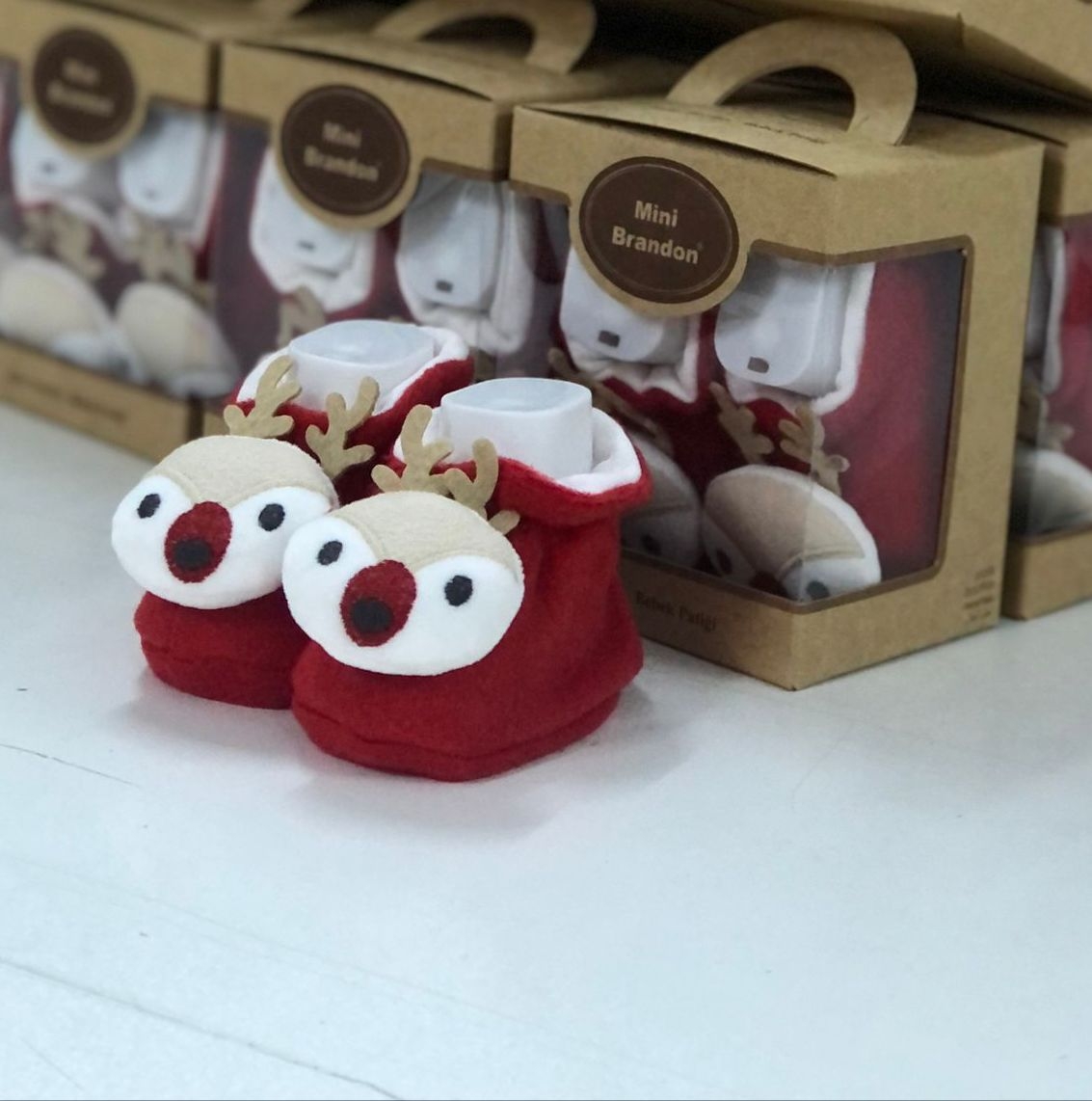 Kırmızı Geyikli Noel Patik