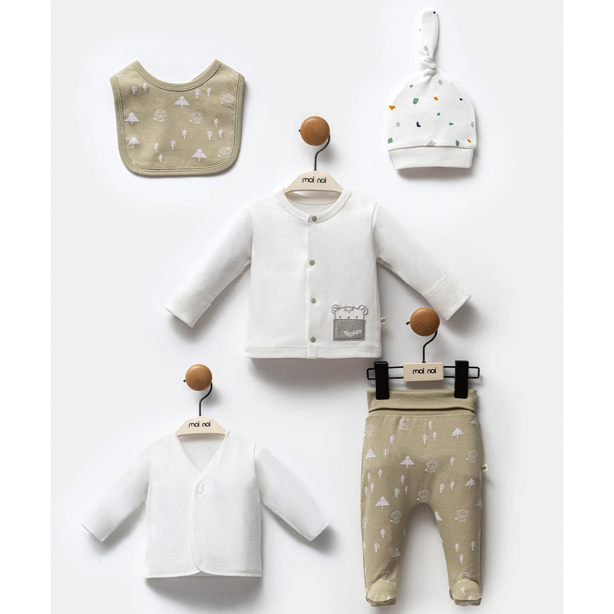 Unisex Premium Organik Pamuklu  5’li Hastane Çıkış Seti
