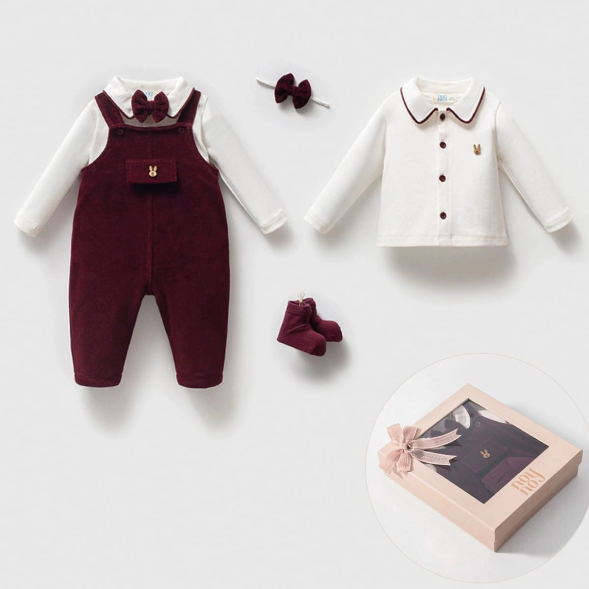 Premium Organik Kadife Tulum Takım -Bordo