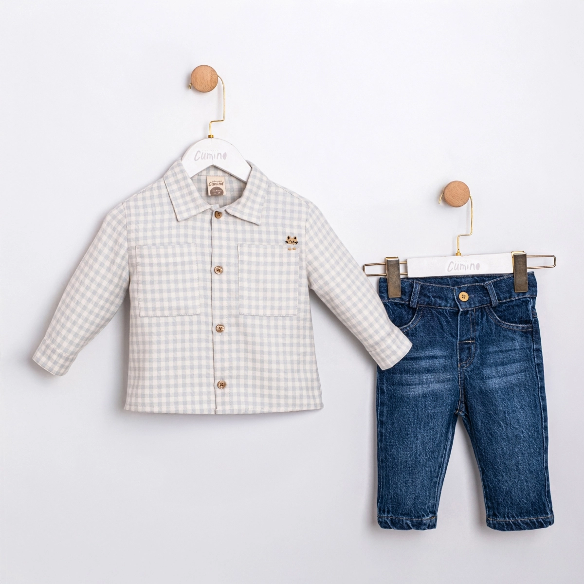 Premium Erkek Bebek  Kot Pantolon Gömlek 2li Set