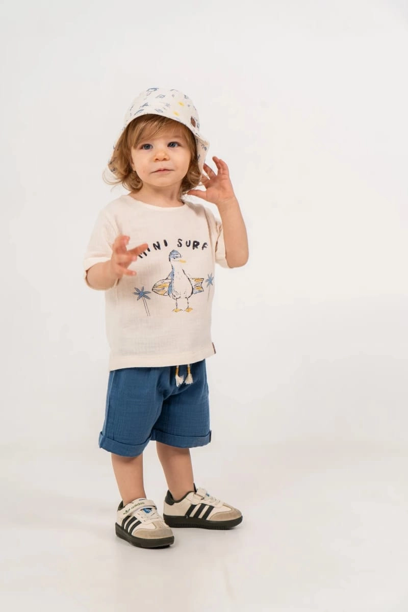 Erkek Bebek Mini Surf Şapkalı 3’lü Set 