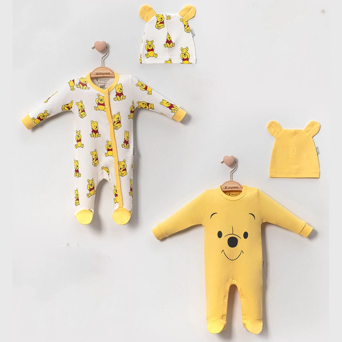 Unisex %100 Pamuk Winnie the Pooh 2li Tulum Şapka Seti