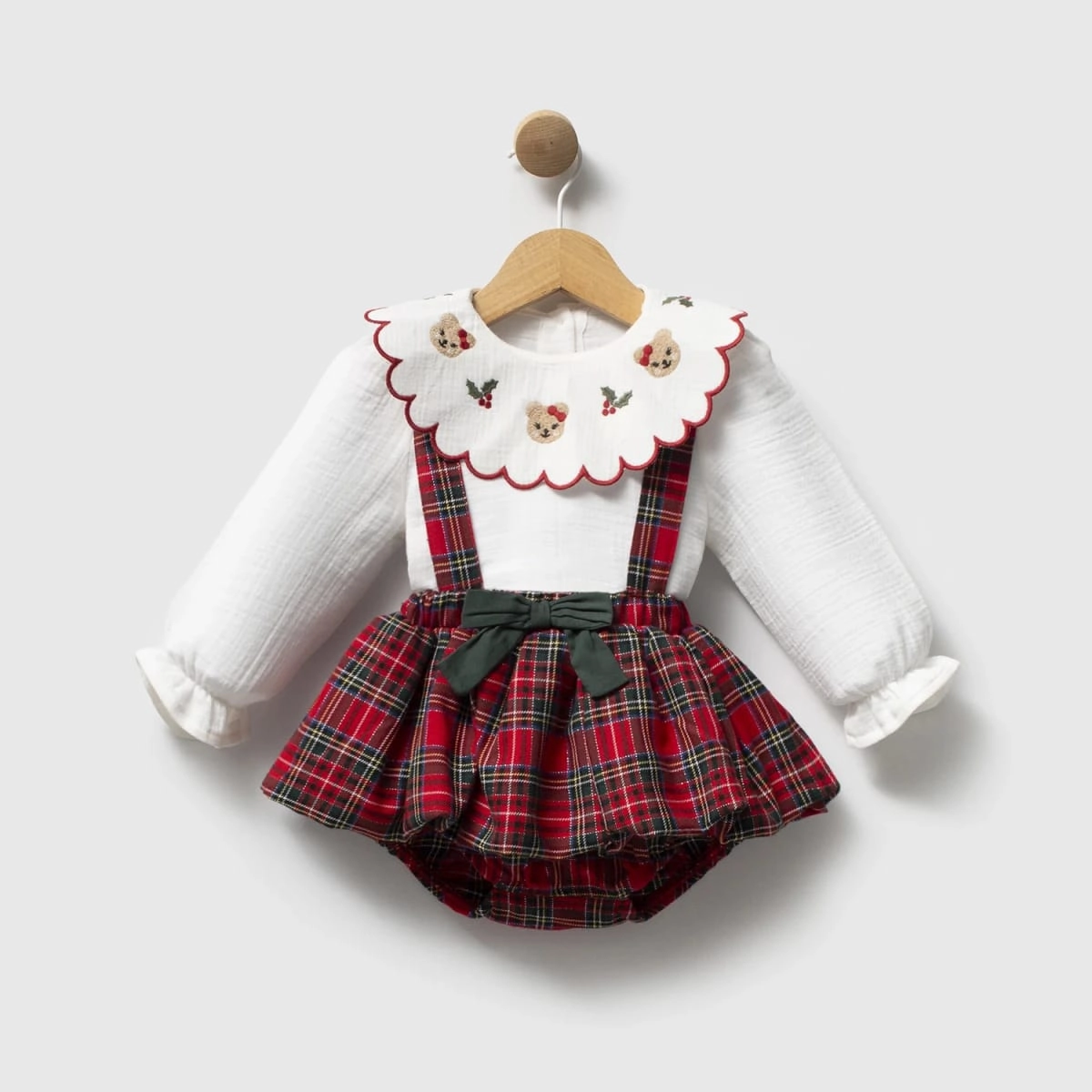 Kız Bebek Premium Nakış Yaka Detaylı Romper Set