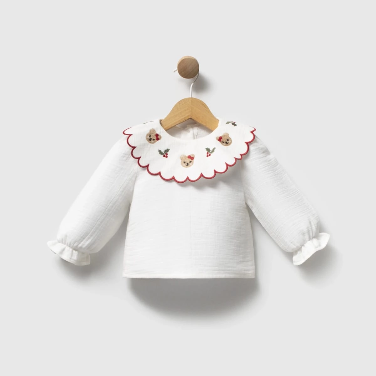 Kız Bebek Premium Nakış Yaka Detaylı Romper Set