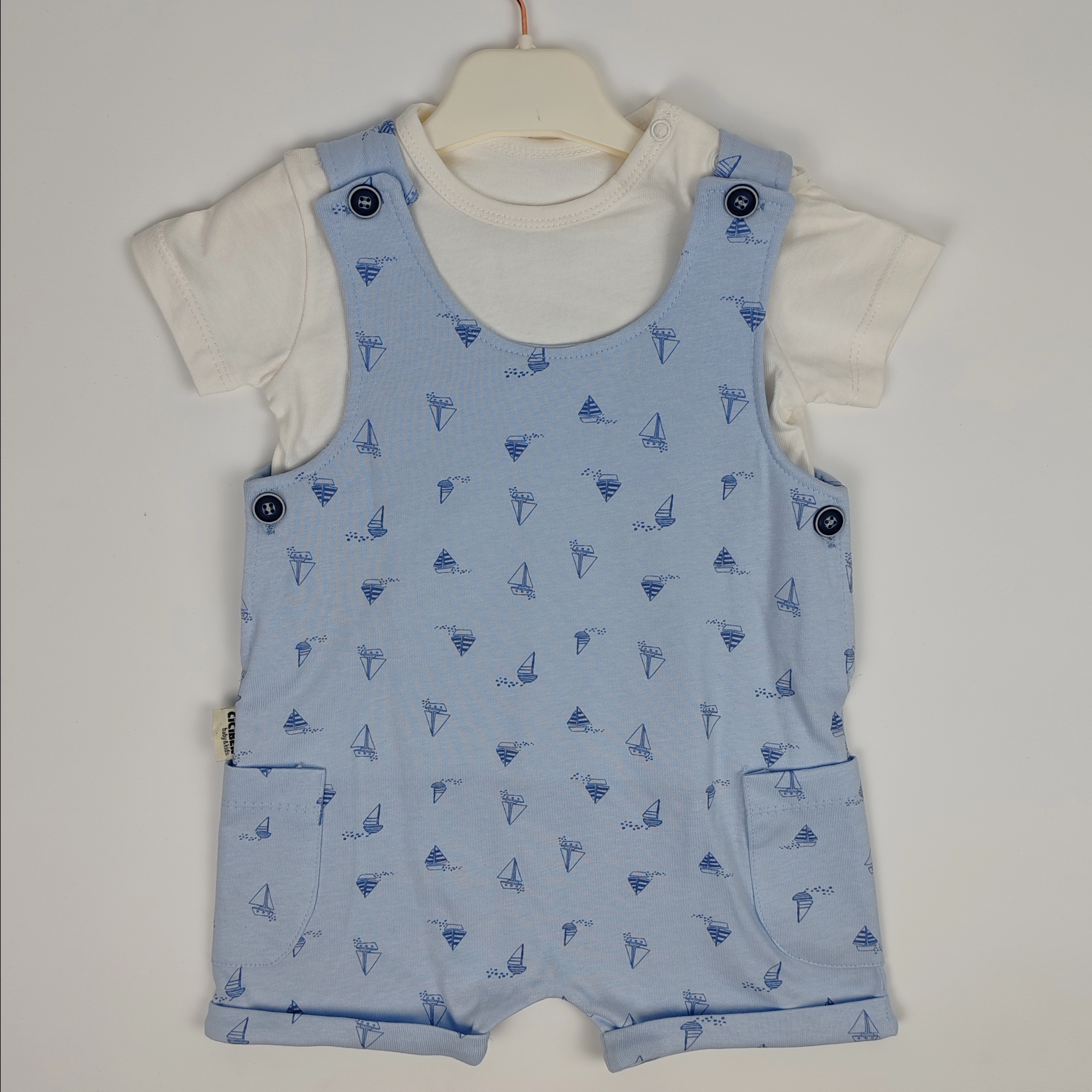 Erkek Bebek Minik Yelken 2li Şort Tulum Set