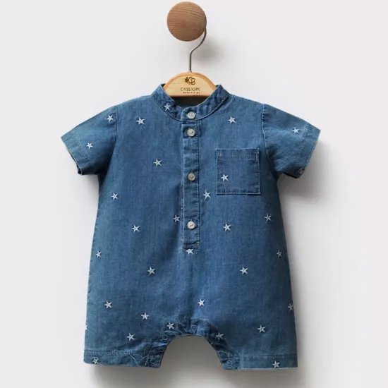 Unisex Yıldız Nakışlı Kot Barbatöz 