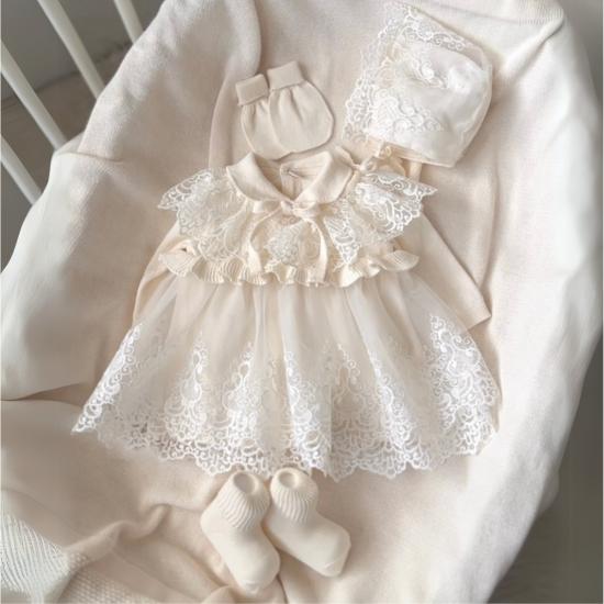 Premium Organik Pamuk Lora Dantelli 5’li Triko Set -Ekru 