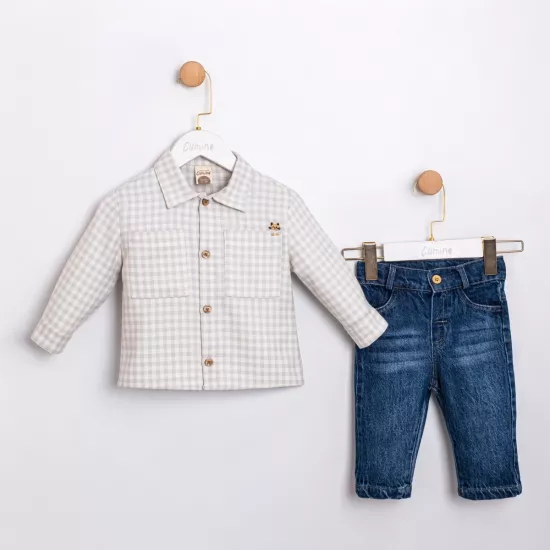 Premium Erkek Bebek  Kot Pantolon Gömlek Set
