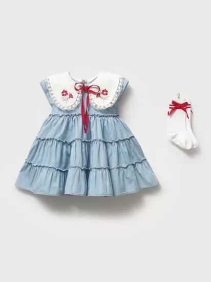 Kız Bebek Lale Detaylı Alt Üst Takım
