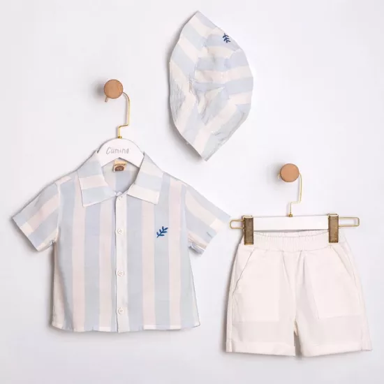 Premium Erkek Bebek  Şapkalı 3’lü Set 