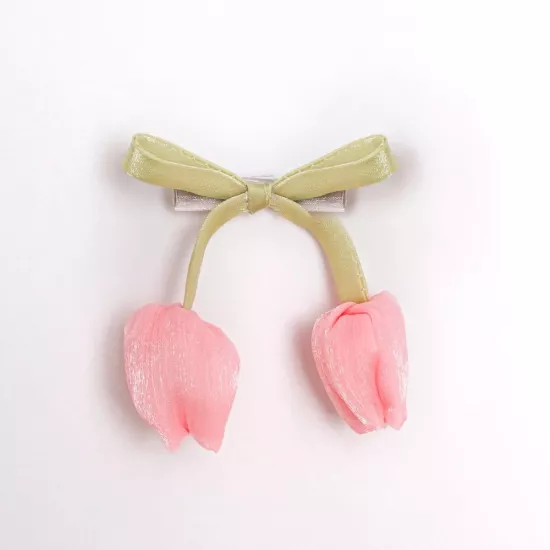 Lale Aksesuarlı Kıstırgaçlı Toka -Pembe(Adet)