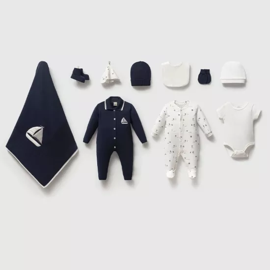 Premium Organik Pamuk Marine 10’lu Triko Set -Mavi