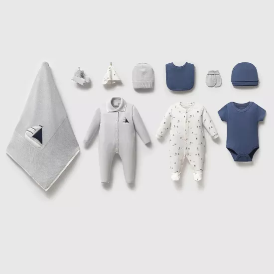 Premium Organik Pamuk Marine 10’lu Triko Set -Mavi