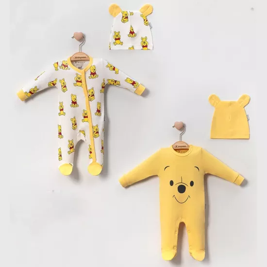 Unisex %100 Pamuk Winnie the Pooh 2li Tulum Şapka Seti