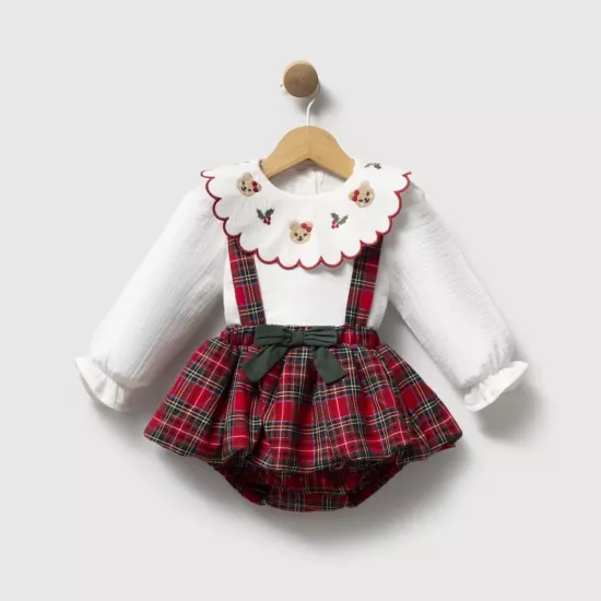 Kız Bebek Premium Nakış Yaka Detaylı Romper Set