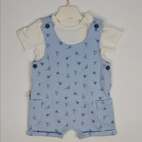 Erkek Bebek Minik Yelken Şort Tulum Set 